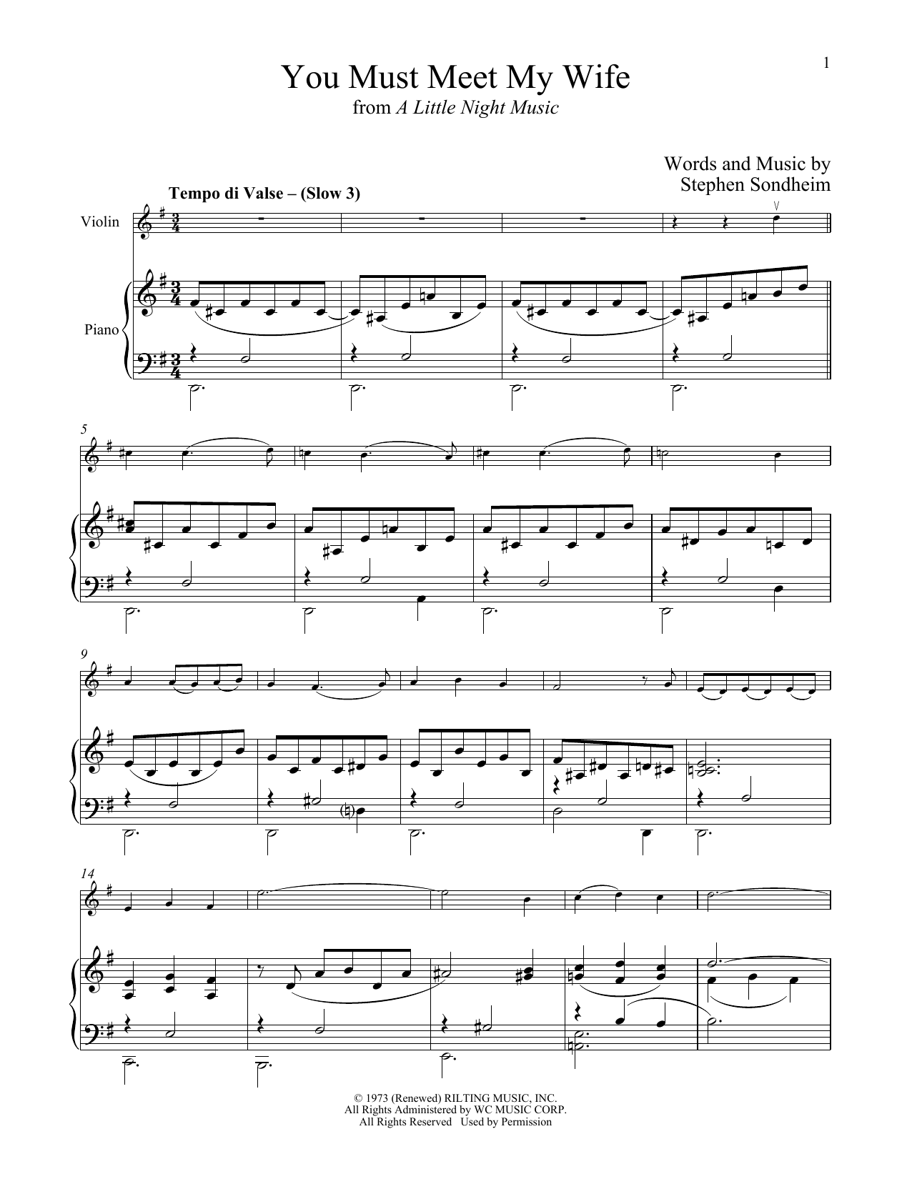 Product gallery: Page 1 of 1 You Must Meet My Wife (from A Little Night Music), Stephen Sondheim