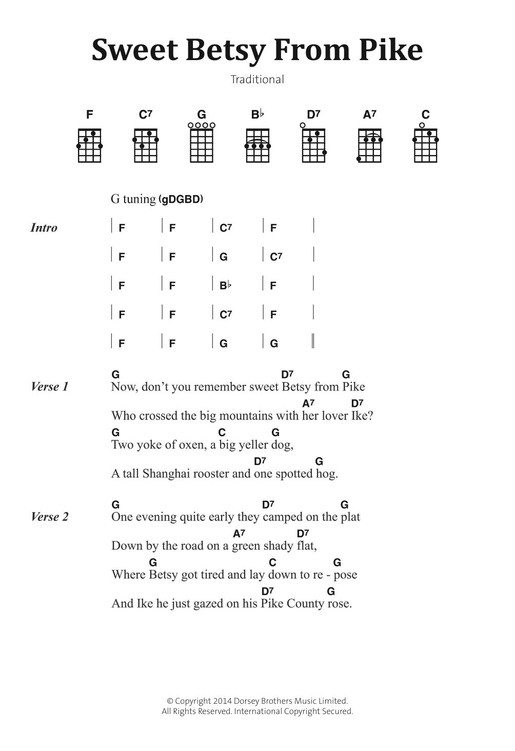 Produktgalerie: Seite 1 von 1 Sweet Betsy From Pike, Traditional Folksong, Gesang, Gitarre, Klavier