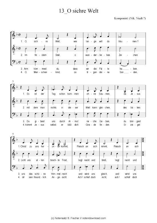 Product picture to: O sichre Welt (Nik. Niedt ?) / Weihnachtsarie