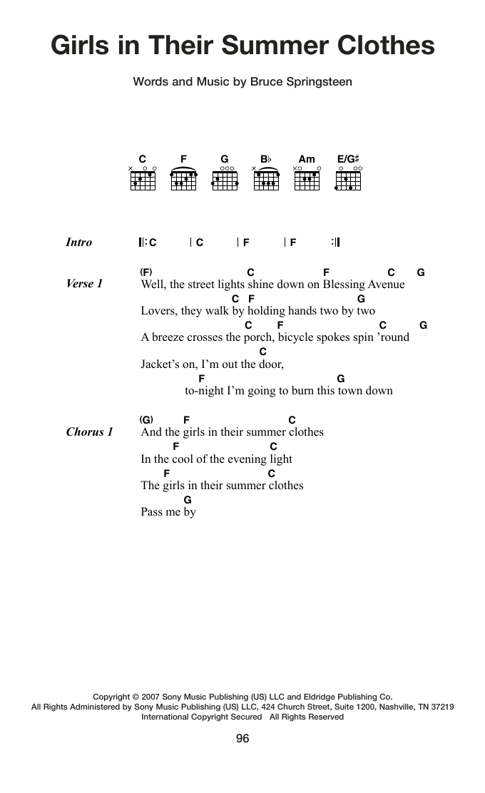 Produktgalerie: Seite 1 von 1 Girls In Their Summer Clothes, Bruce Springsteen, Gitarre