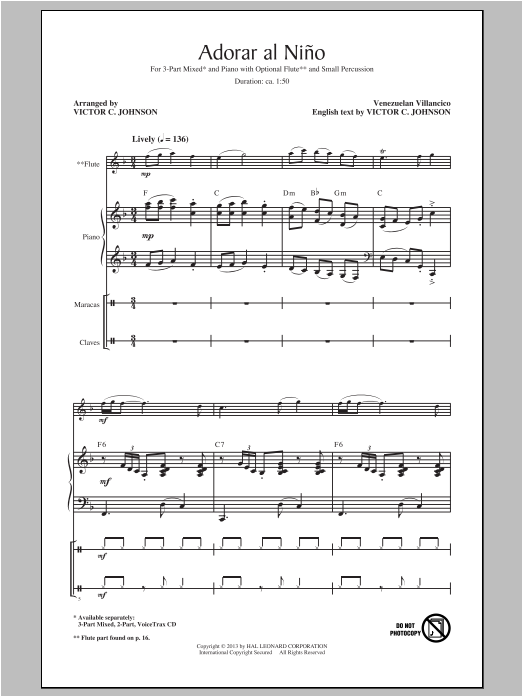 Product gallery: Page 1 of 1 Adorar Al Nino (Come Adore The Baby), Victor Johnson