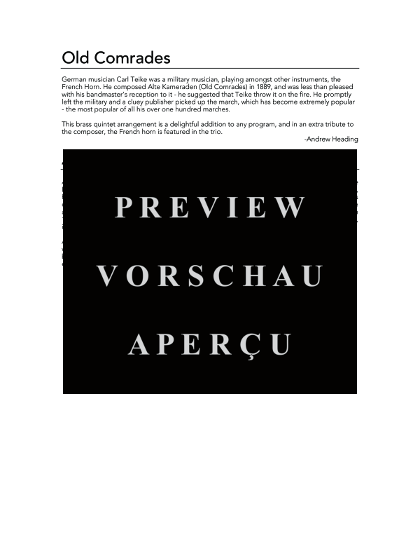 Produktgalerie: Seite 4 von 11 Old Comrades, , (Blechbläser Quintett)