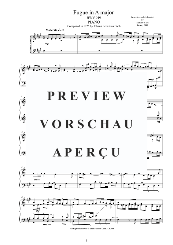 Product gallery: Page 2 of 6 Fugue in A major BWV 949, , Solo Piano