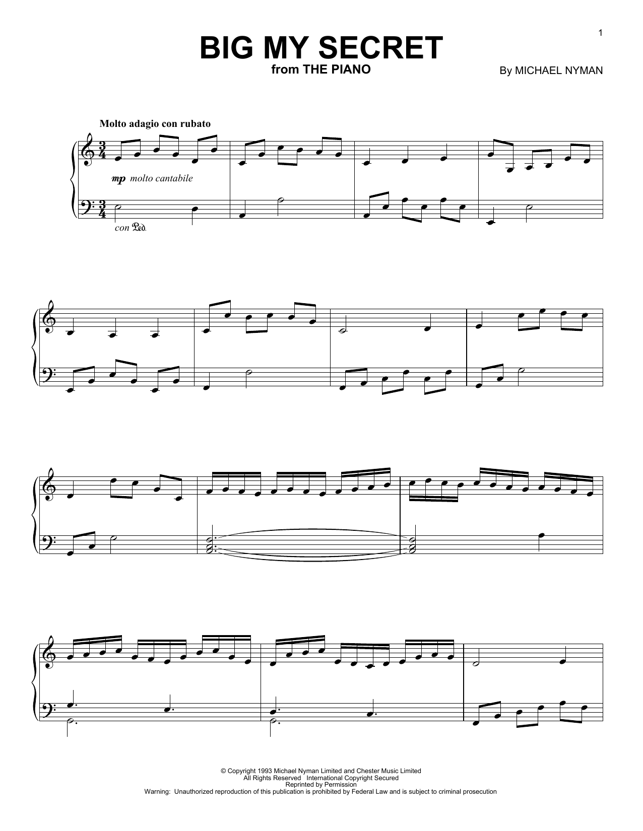 Product picture to: Big My Secret (from The Piano)