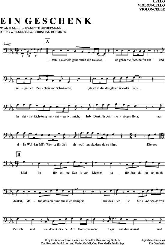 Produktgalerie: Seite 1 von 4 Ein Geschenk , Ewig, (Violoncello)