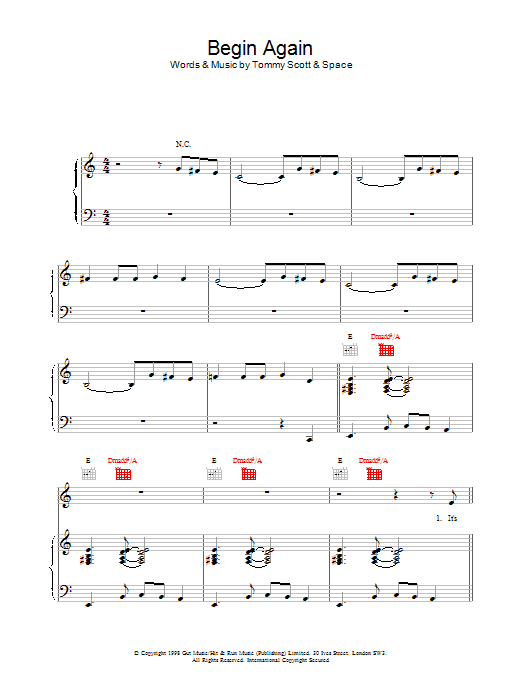 Produktgalerie: Seite 1 von 1 Begin Again, Space, Gesang, Gitarre, Klavier