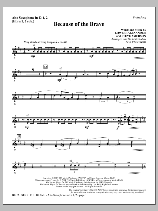 Product picture to: Because Of The Brave - Alto Sax 1-2 (sub. Horn 1-2)