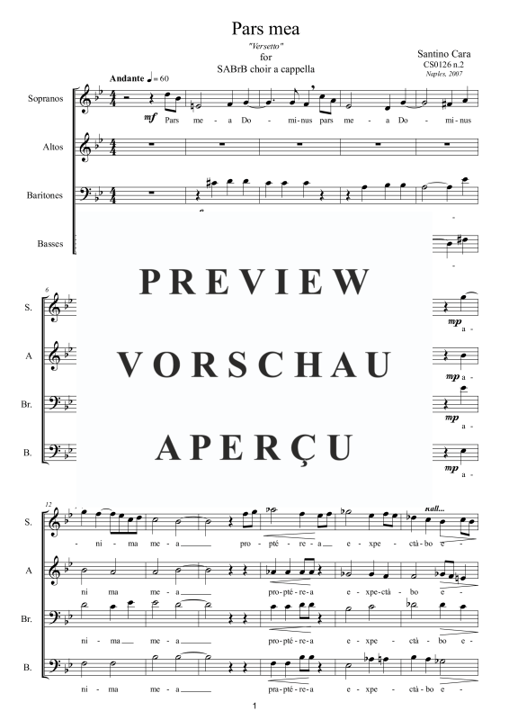 Produktgalerie: Seite 2 von 7 Pars mea - Versetto, , Gemischter Chor SA Bar B a capella