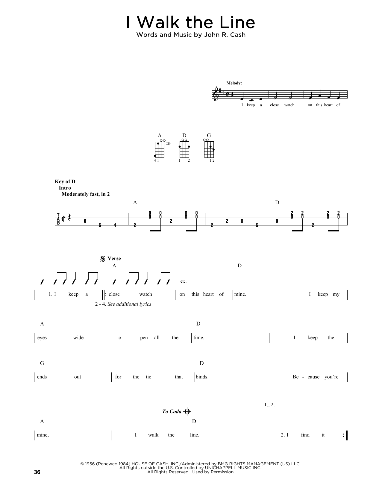 Produktgalerie: Seite 1 von 1 I Walk The Line (arr. Fred Sokolow), Johnny Cash
