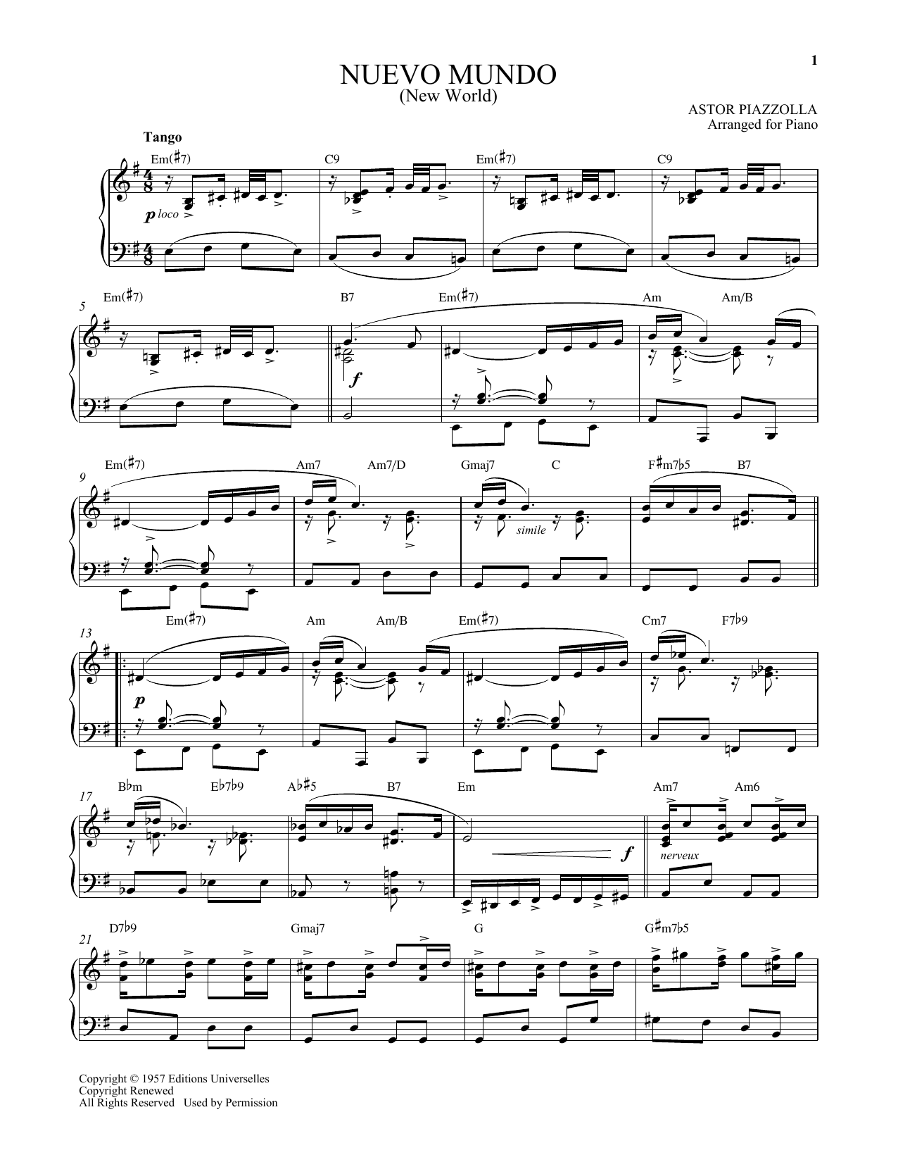 Produktgalerie: Seite 1 von 1 Nuevo Mundo, Astor Piazzolla, Klavier