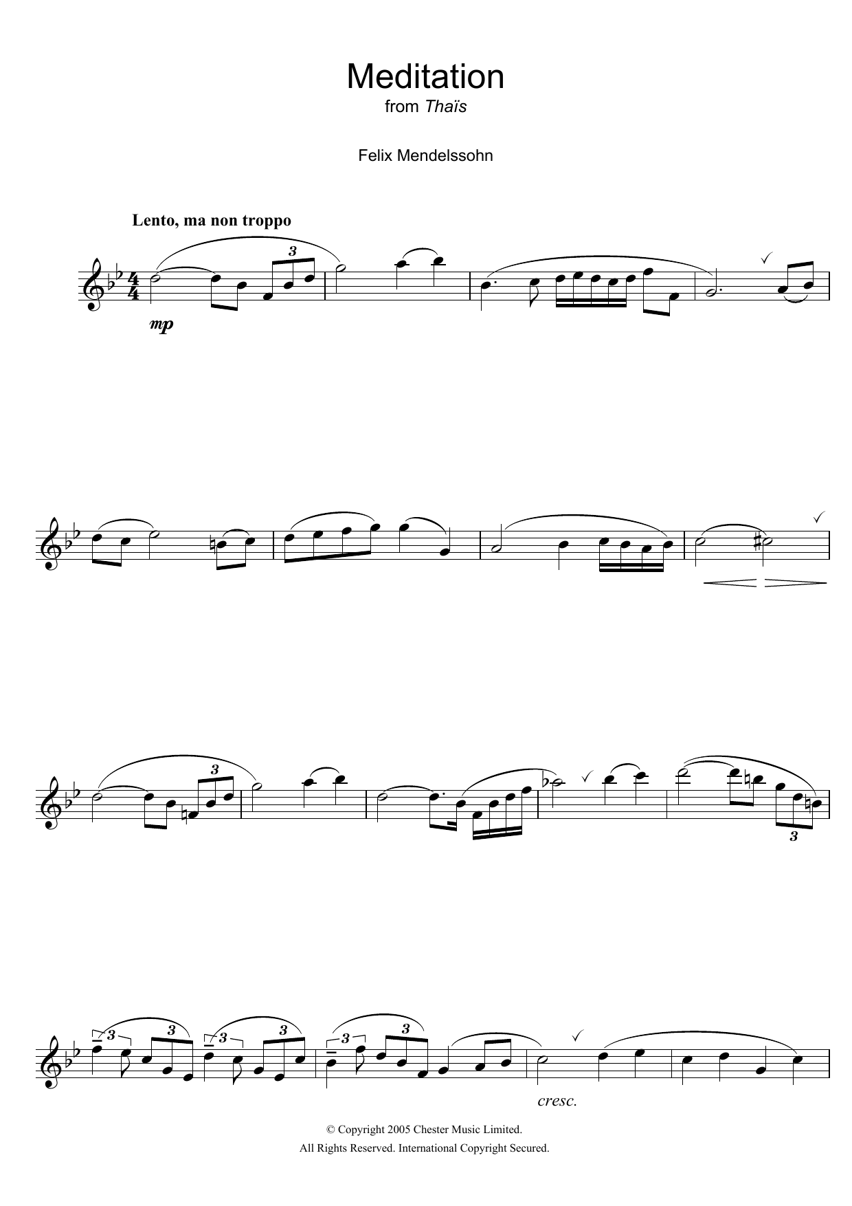 Product gallery: Page 1 of 1 Meditation From Thais, Felix Mendelssohn