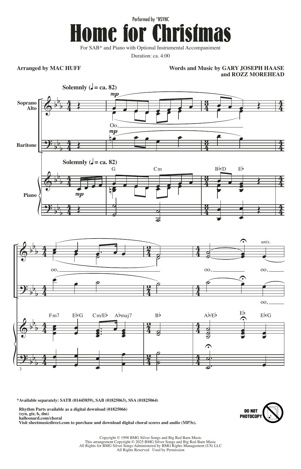 Product gallery: Page 1 of 1 Home For Christmas (arr. Mac Huff), *NSYNC