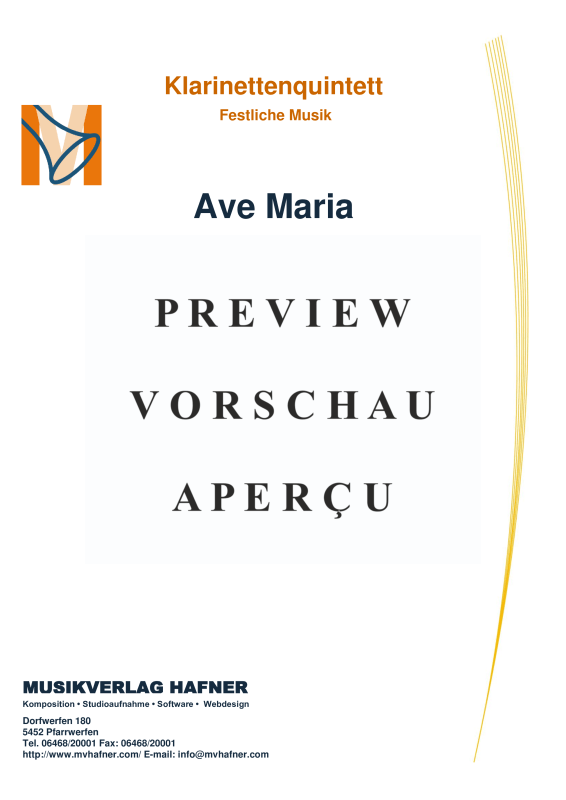 Product gallery: Page 2 of 11 Ave Maria, , (Clarinet Quintet)