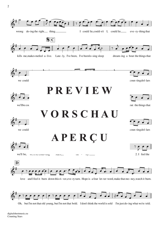 Produktgalerie: Seite 3 von 4 Counting Stars , OneRepublic, Trompete in B