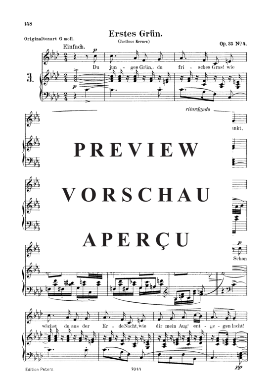 Product gallery: Page 2 of 3 Erstes Grün Op. 35 No.4, , Low Voice and Piano