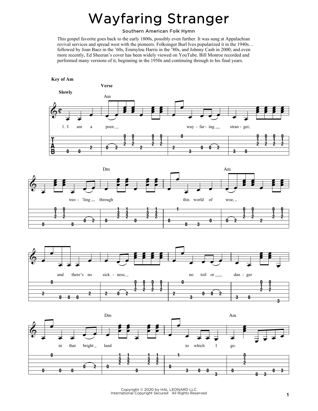 Produktgalerie: Seite 1 von 1 Wayfaring Stranger (arr. Fred Sokolow), Southern American Folk Hymn, Gitarre