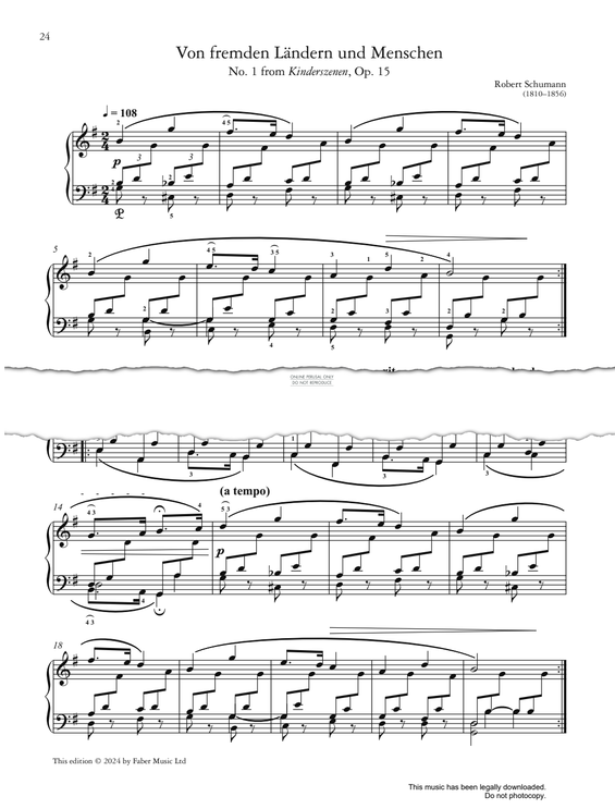 Produktgalerie: Seite 1 von 1 Von fremdem Ländern und Menschen (No. 1 from Kinderszenen, Op. 15), Robert Schumann, Klavier