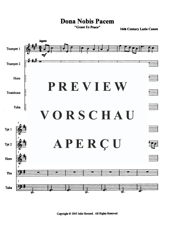 Produktgalerie: Seite 3 von 11 Dona Nobis Pacem - Kanon 16. Jahrhundert, , Blechbläser Quintett