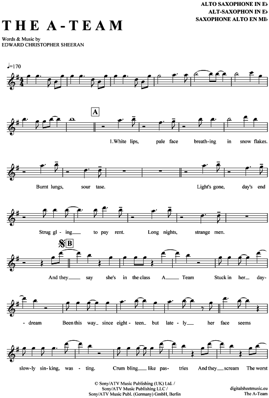 Product gallery: Page 1 of 4 The A-Team , Sheeran, Ed, Alto Saxophone