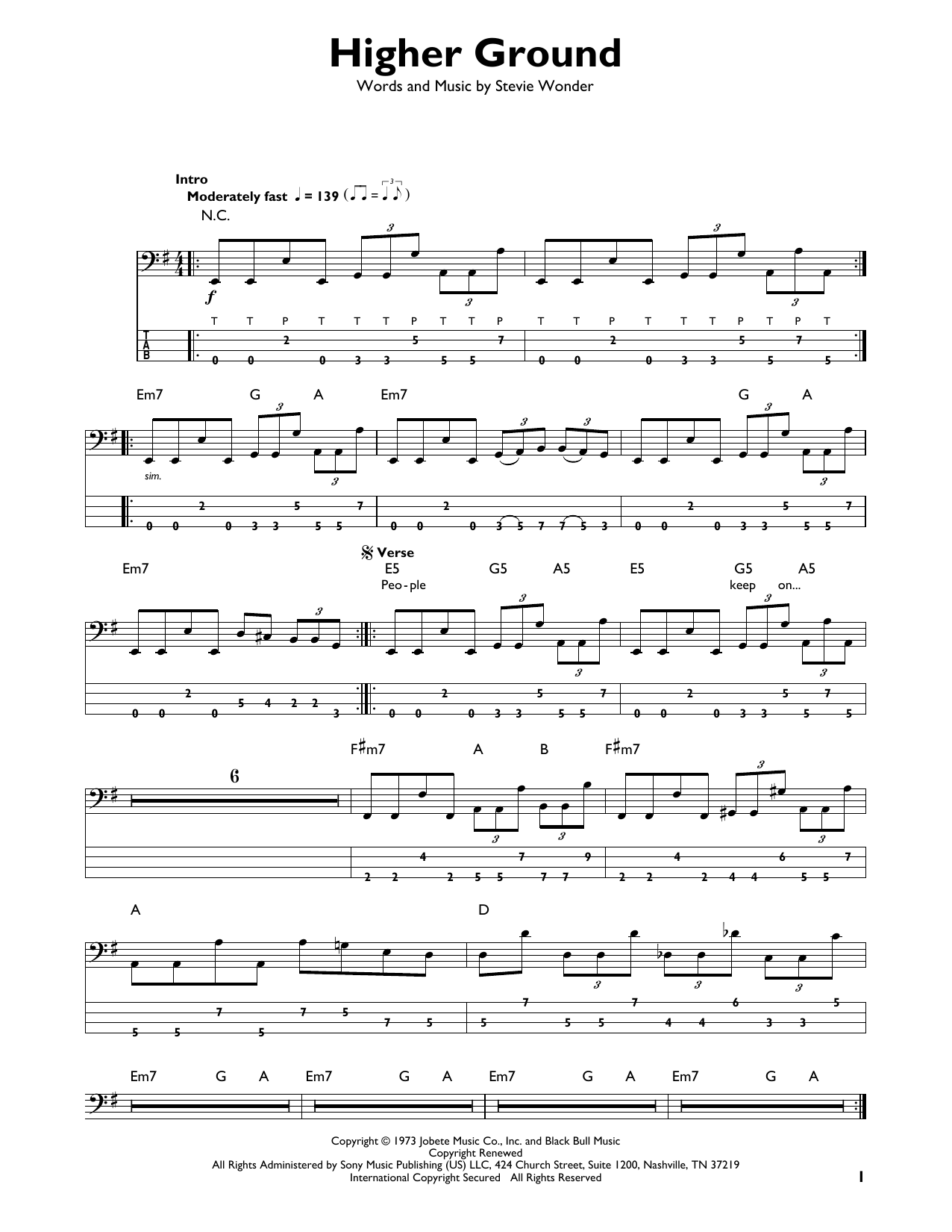 Produktgalerie: Seite 1 von 1 Higher Ground, Stevie Wonder, E-Bass, Gitarre