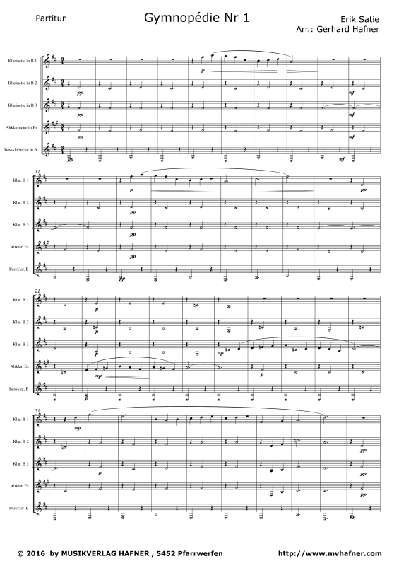 Product gallery: Page 1 of 11 Gymnopedie No. 1, , (Clarinet Quintet)