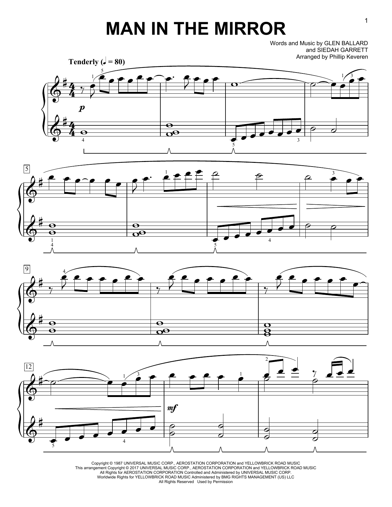 Product picture to: Man In The Mirror [Classical version] (arr. Phillip Keveren)