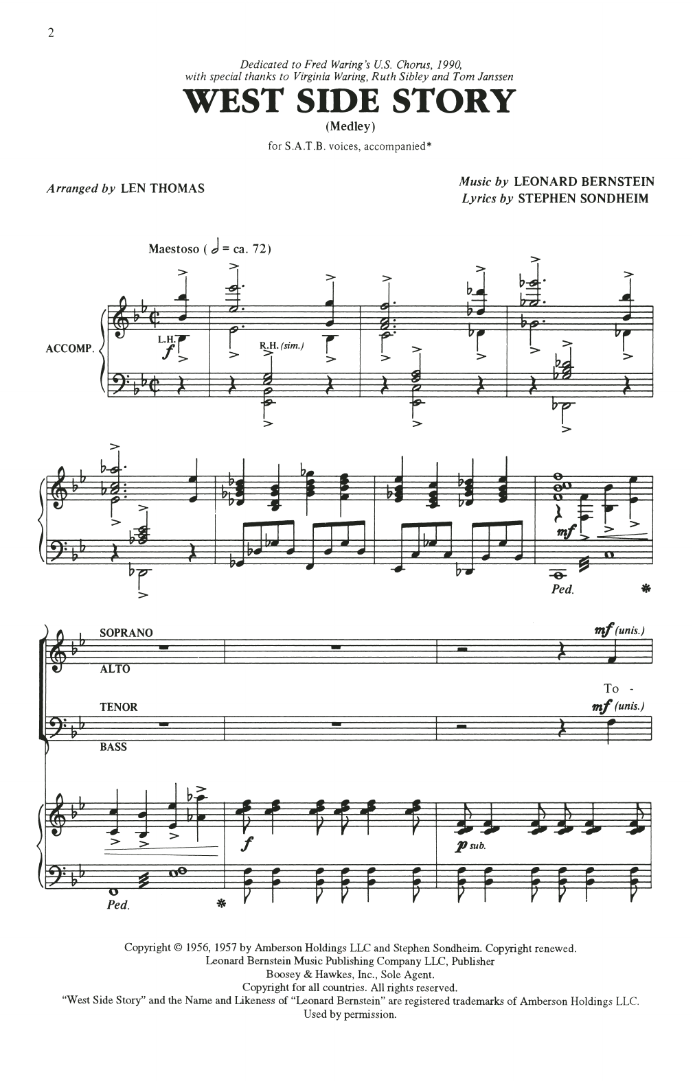 Produktbild zu: Choral Medley from West Side Story (arr. Len Thomas)