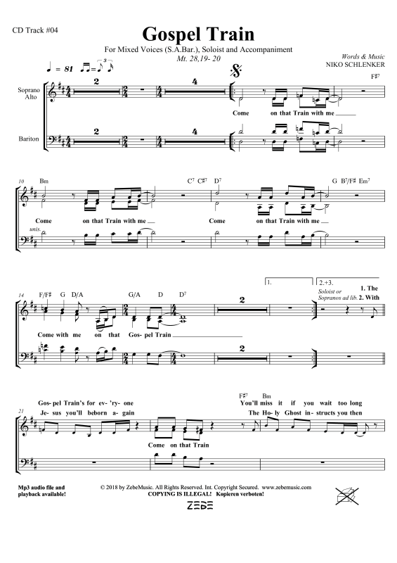 gallery: Gospel Train, , Gemischter Chor SAM/Solo opt. und Klavier