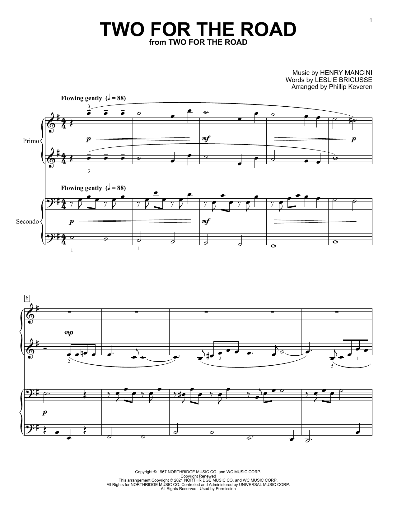 Produktgalerie: Seite 1 von 1 Two For The Road (arr. Phillip Keveren), Leslie Bricusse and Henry Mancini, Klavier