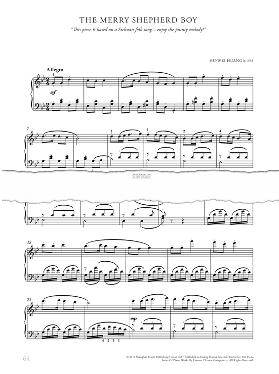 Produktgalerie: Seite 1 von 1 The Merry Shepherd Boy, Huang HuWei, Klavier