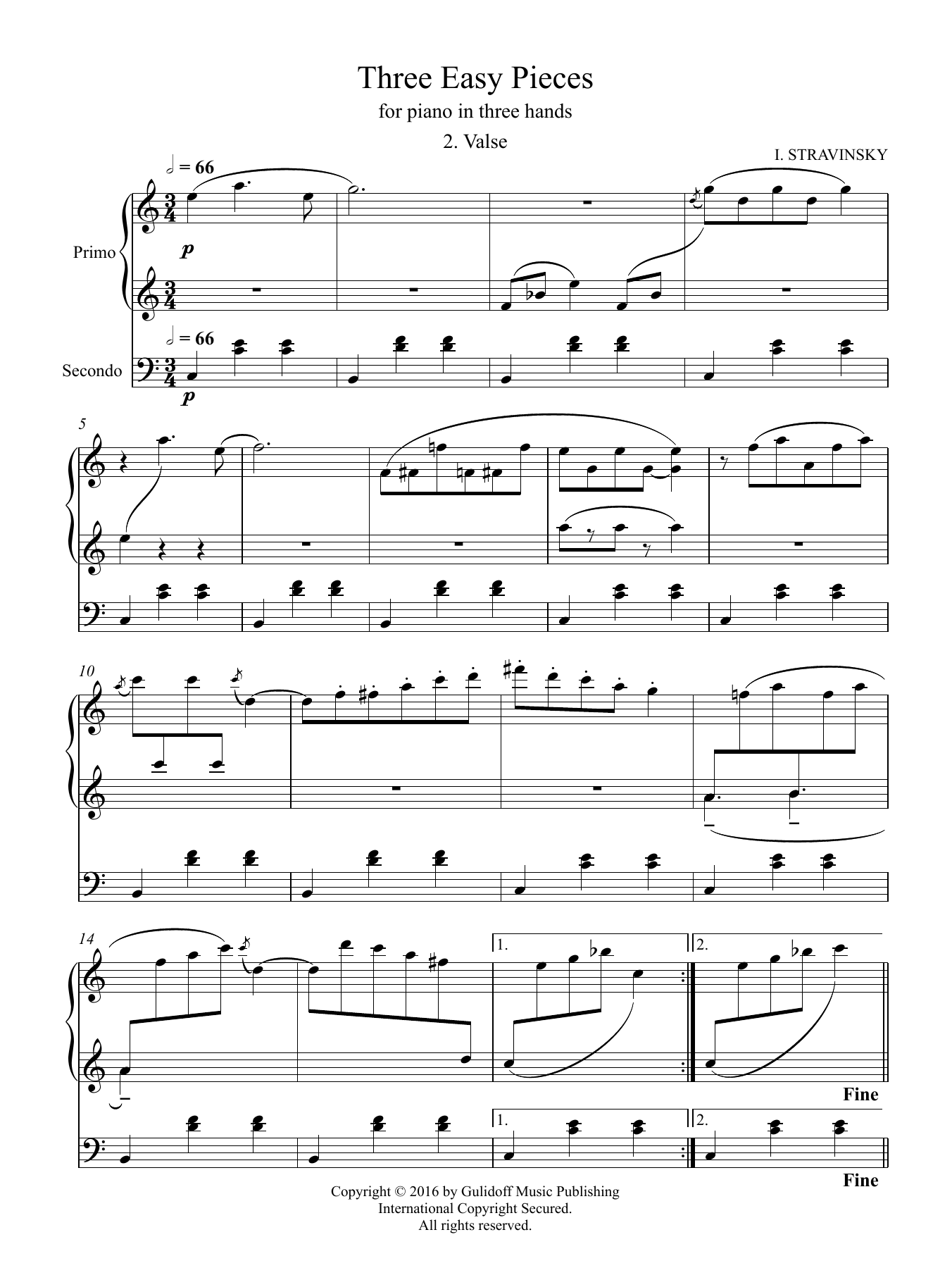 Product picture to: Three Easy Pieces for piano in three hands 2. Valse