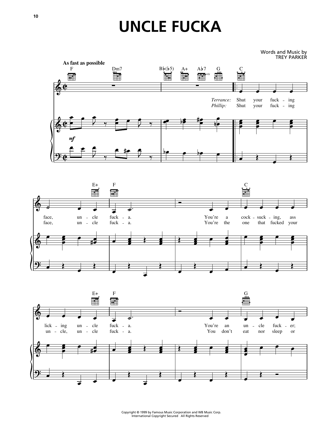 Produktgalerie: Seite 1 von 1 Uncle Fucka (from South Park), Trey Parker, Gesang, Gitarre, Klavier
