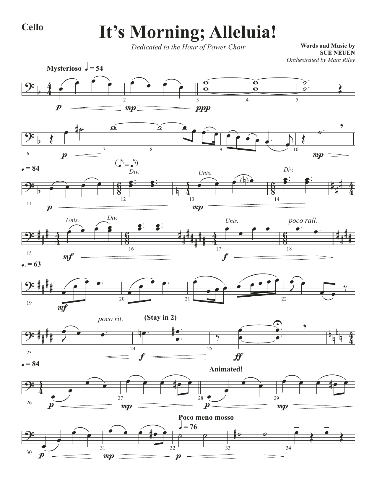 Produktbild zu: It's Morning; Alleluia! - Cello