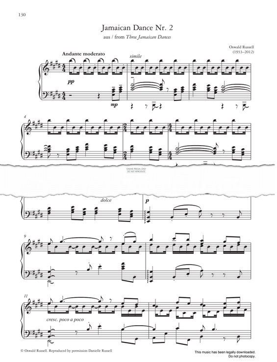 Produktgalerie: Seite 1 von 1 Jamaican Dance No. 2 (from Three Jamaican Dances), Oswald Russell, Klavier