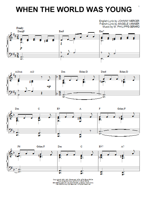 Product picture to: When The World Was Young [Jazz version] (arr. Brent Edstrom)
