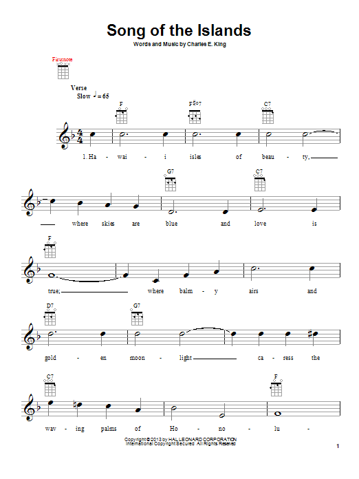 Product gallery: Page 1 of 1 Song Of The Islands, Charles E. King