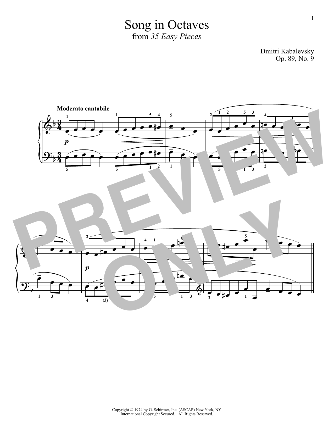 Product gallery: Page 1 of 1 Song In Octaves, Dmitri Kabalevsky