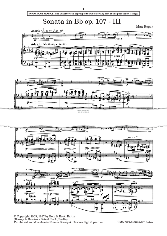 Produktgalerie: Seite 1 von 1 Adagio from Sonata in Bb major, Max Reger, Klavier, Viola