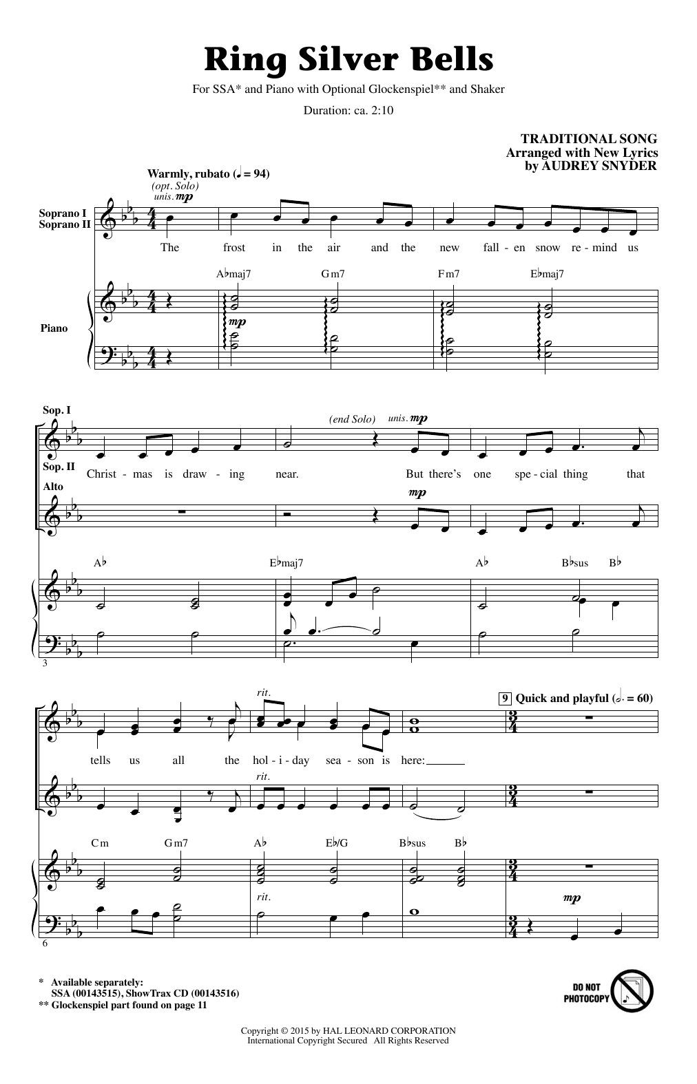 Produktgalerie: Seite 1 von 1 Ring Silver Bells, Audrey Snyder, Chor