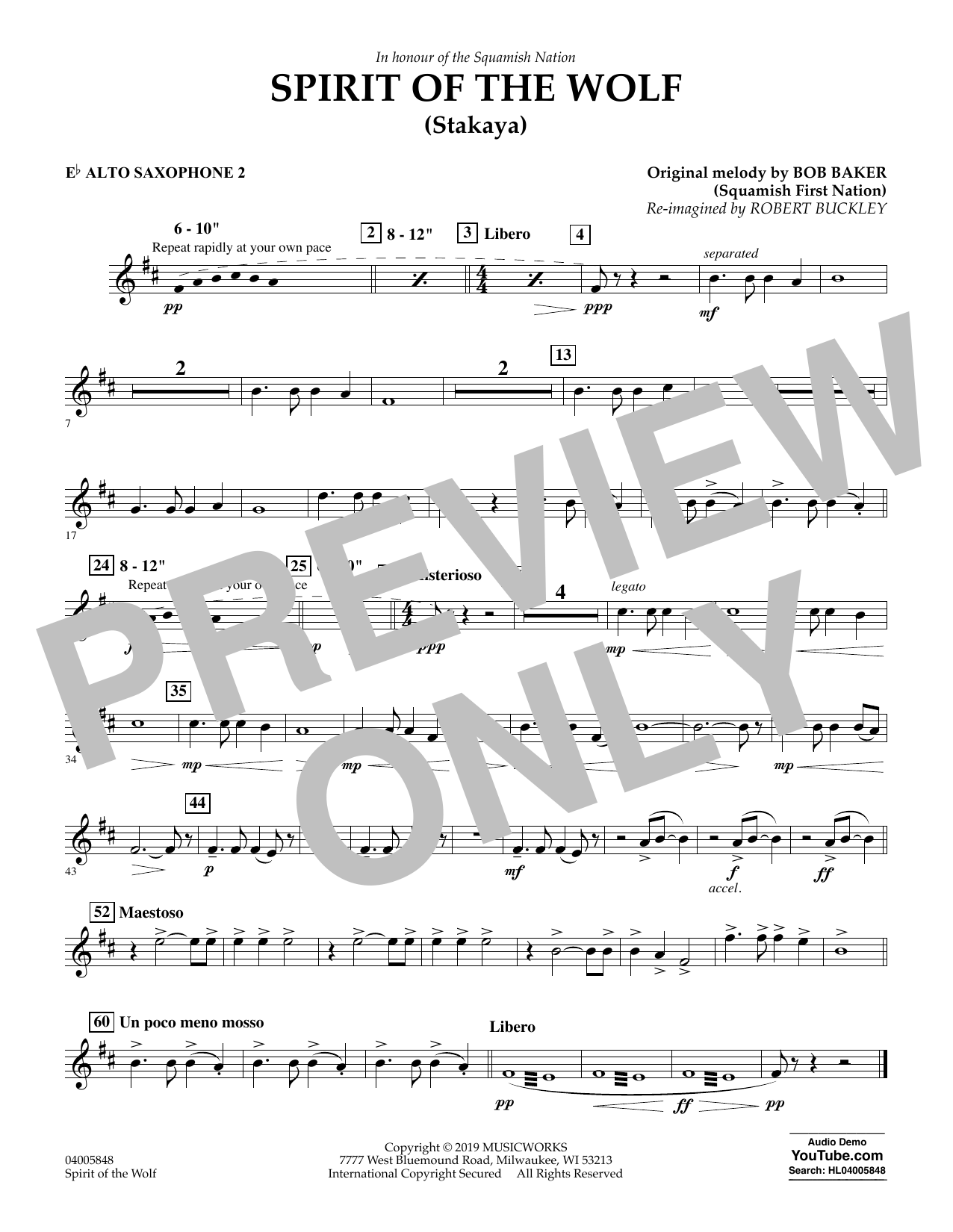 Product picture to: Spirit of the Wolf (Stakaya) - Eb Alto Saxophone 2