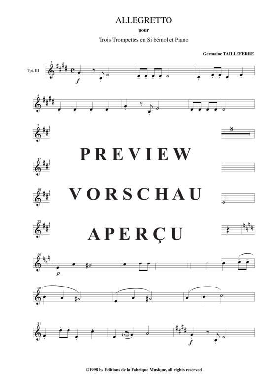 Product gallery: Page 18 of 19 Allegretto , , (Quartet for 3x trumpet in Bb + piano)