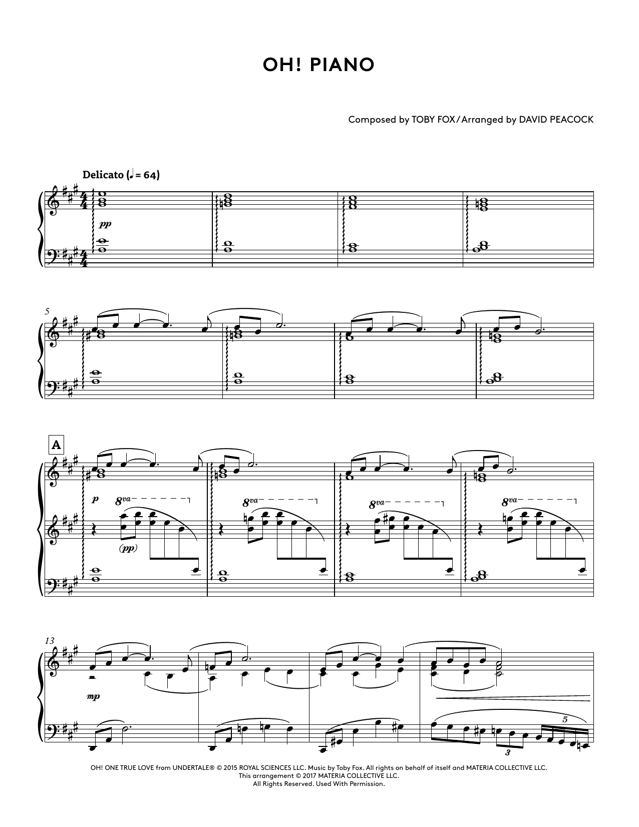 Product gallery: Page 1 of 1 Oh! Piano (from Undertale Piano Collections 2) (arr. David Peacock), 