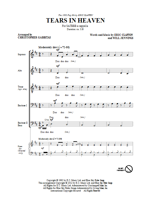 Product picture to: Tears In Heaven (arr. Christopher Gabbitas)