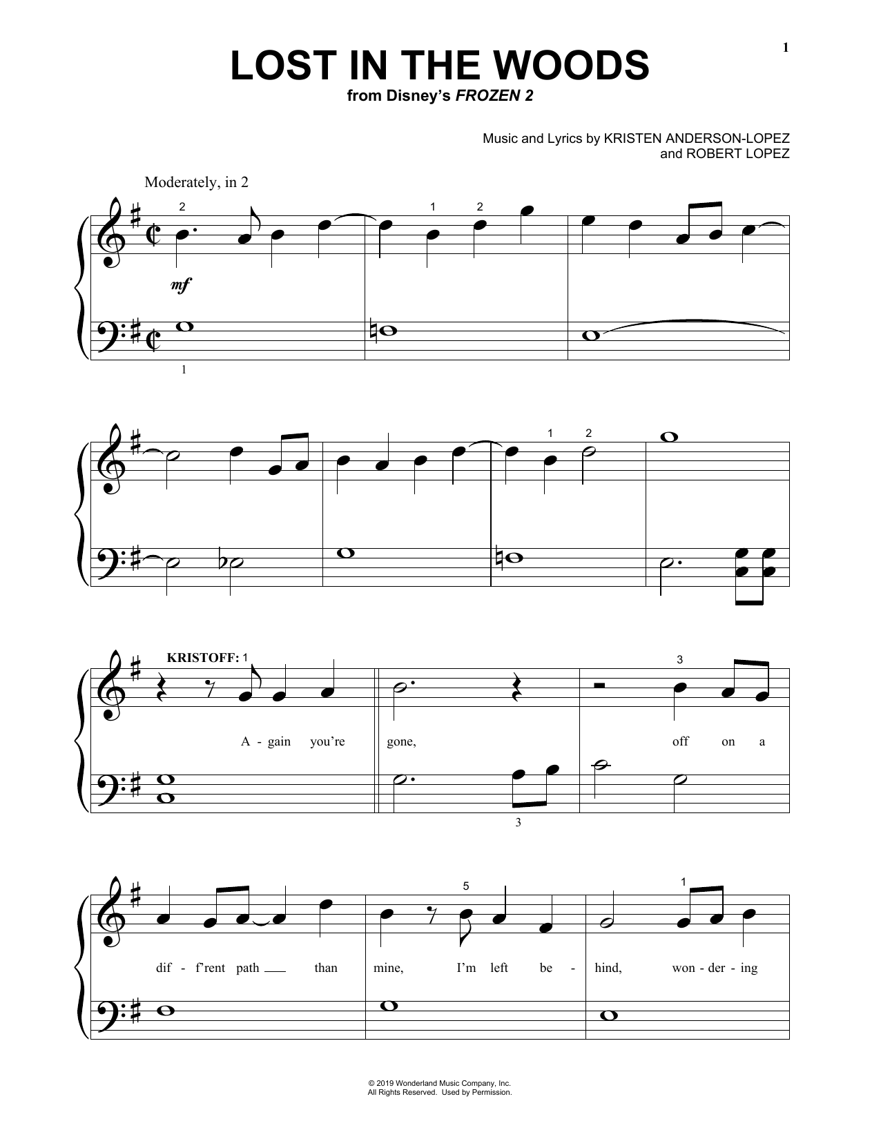 Produktgalerie: Seite 1 von 1 Lost In The Woods (from Disney's Frozen 2), Jonathan Groff, Klavier
