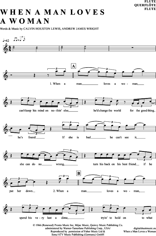 Product gallery: Page 1 of 4 When a man loves a woman , Sledge, Percy, (transverse flute)