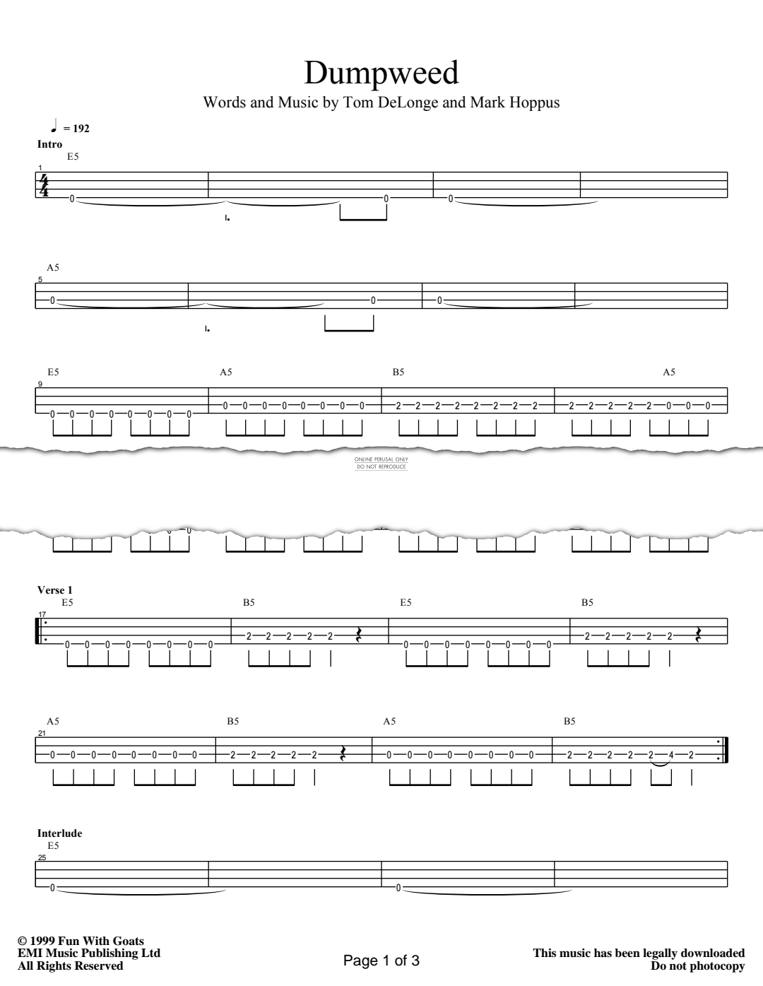 Produktgalerie: Seite 1 von 1 Dumpweed, Blink 182, E-Bass