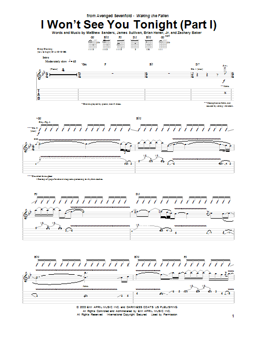 Product gallery: Page 1 of 1 I Won't See You Tonight (Part I), Avenged Sevenfold