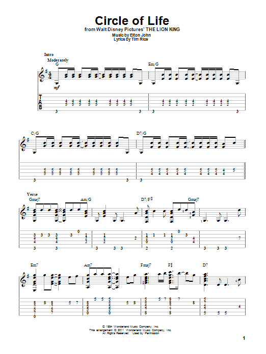 Produktbild zu: Circle Of Life (from The Lion King)