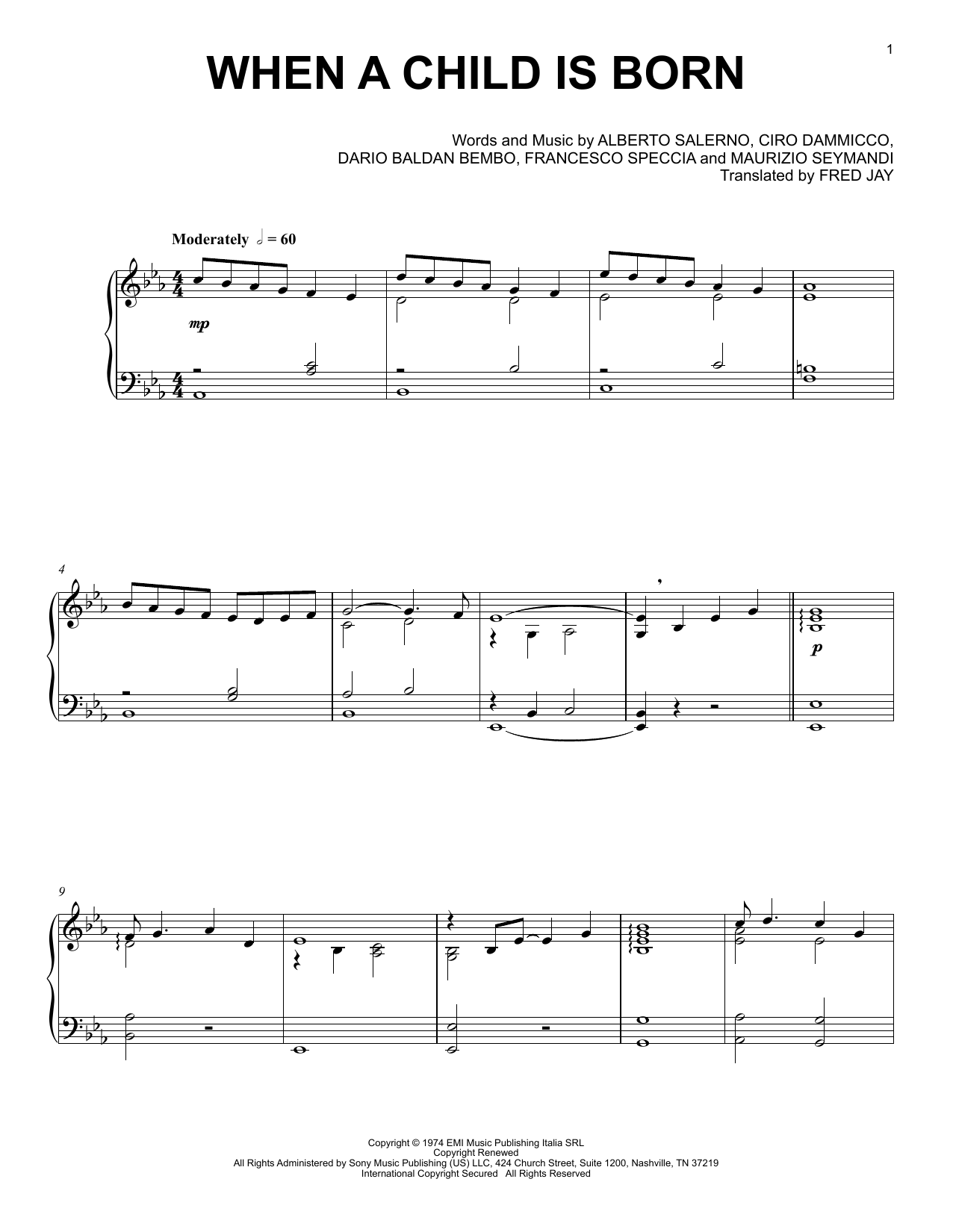 Produktgalerie: Seite 1 von 1 When A Child Is Born, Andrea Bocelli, Klavier