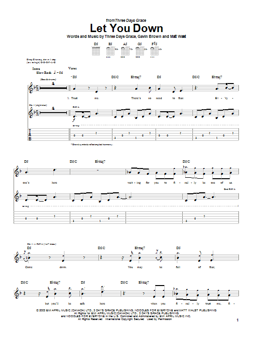Produktgalerie: Seite 1 von 1 Let You Down, Three Days Grace, Gitarre